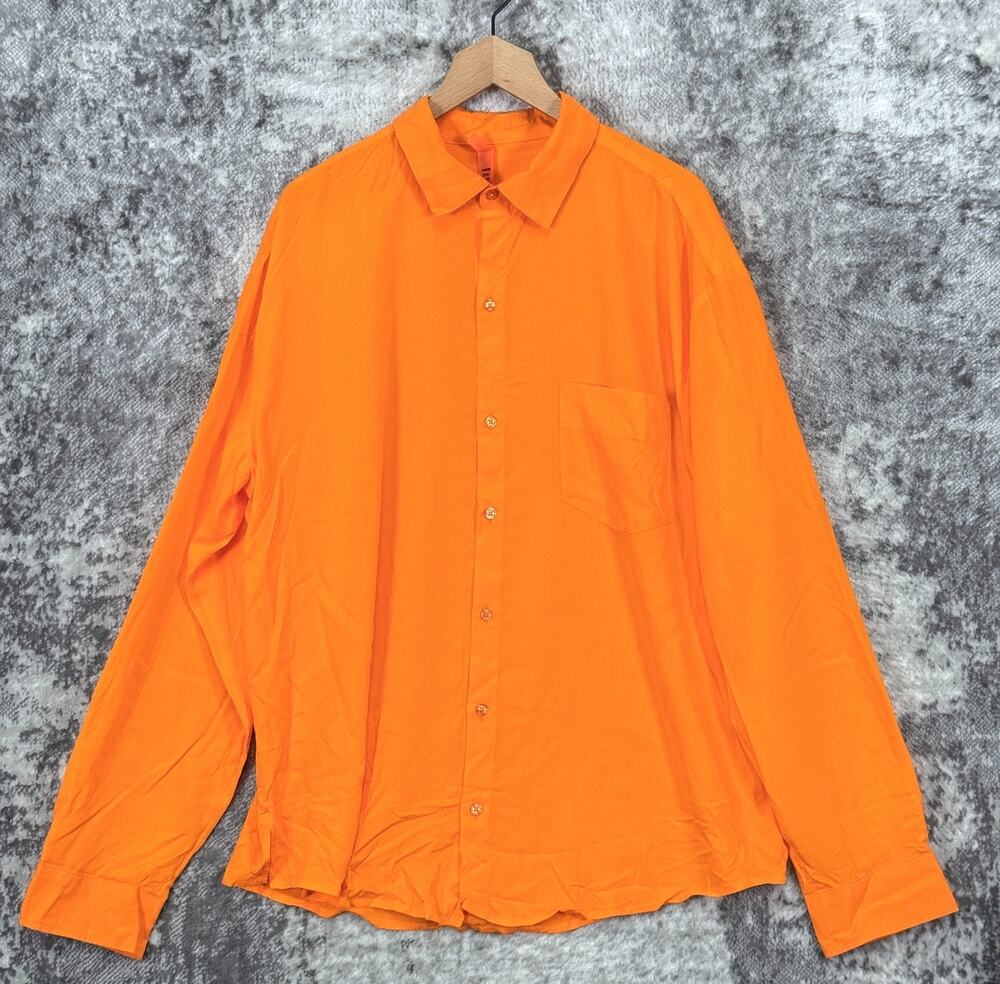 New SKIMS Long Sleeve Button Up Cover Shirt Large Womens Orange